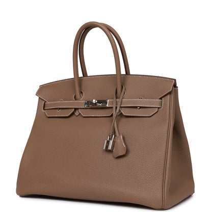 Hermes Birkin 35 Etoupe Togo Palladium Hardware