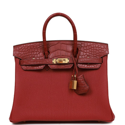 Hermes Birkin 25 Rouge Grenat Matte Alligator and Togo Touch Gold Hardware