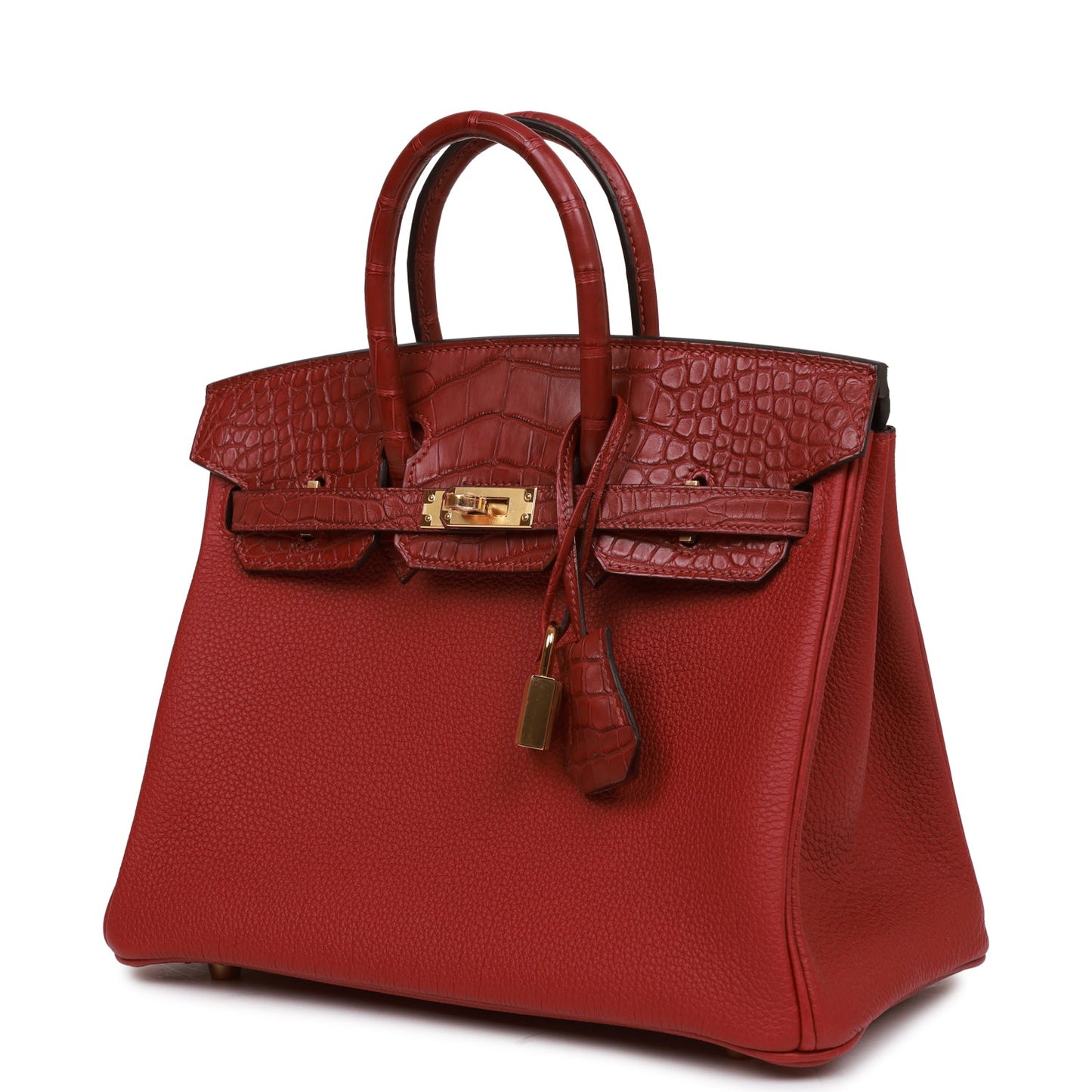 Hermes Birkin 25 Rouge Grenat Matte Alligator and Togo Touch Gold Hardware