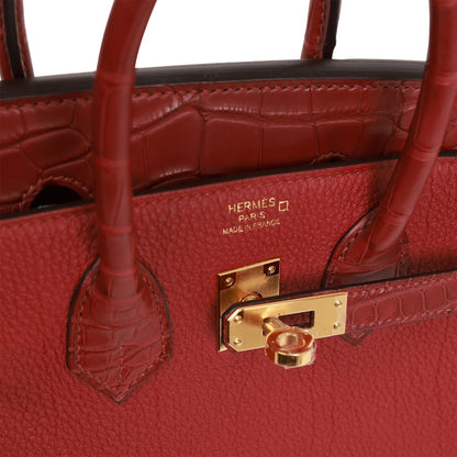 Hermes Birkin 25 Rouge Grenat Matte Alligator and Togo Touch Gold Hardware