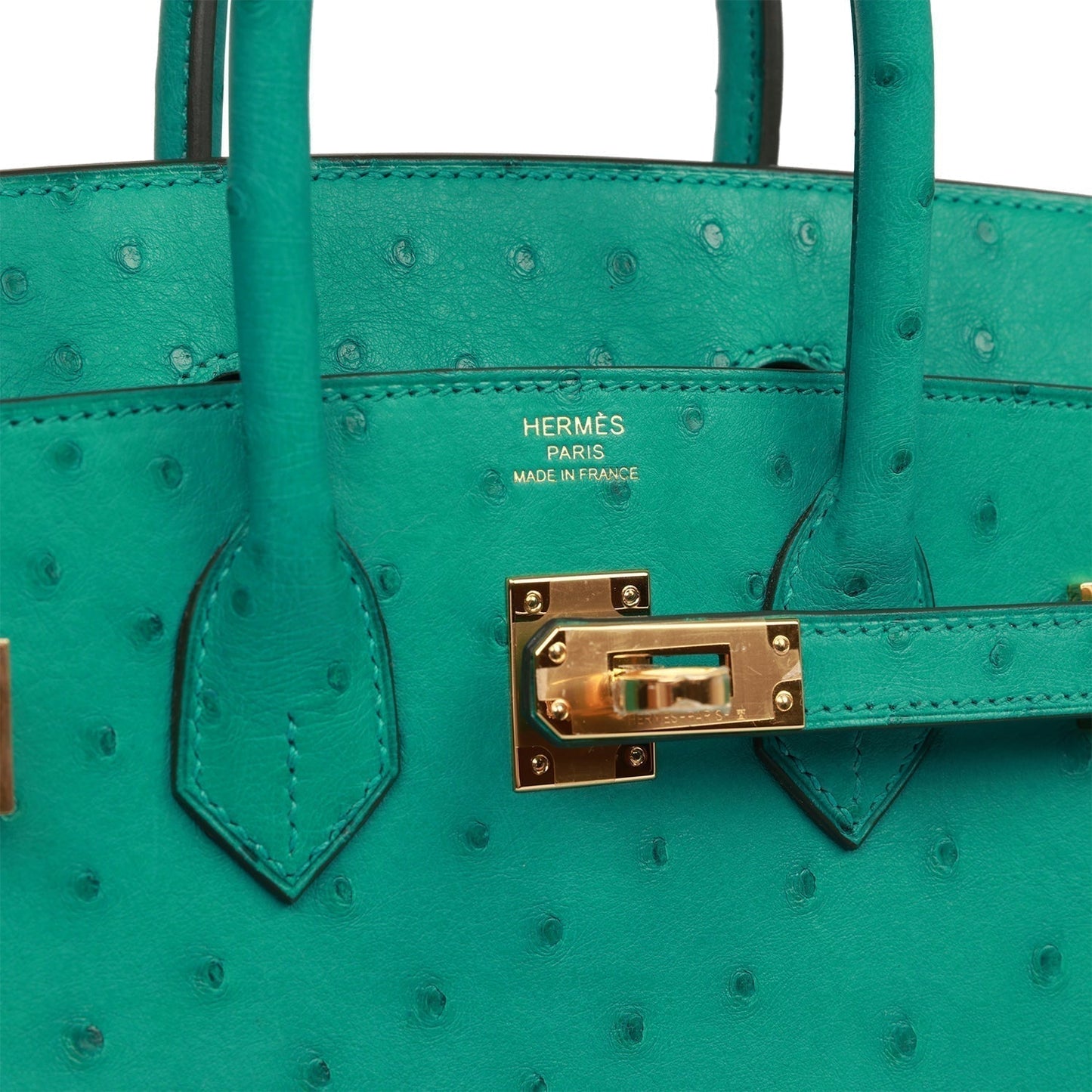 Hermes Birkin 25 Vert Verone Ostrich Gold Hardware