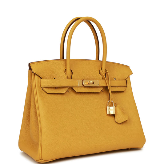 Hermes Birkin 30 Jaune Ambre Clemence Gold Hardware