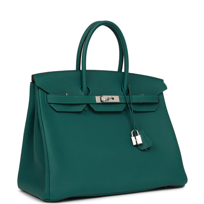 Hermes Birkin 35 Malachite Togo Palladium Hardware