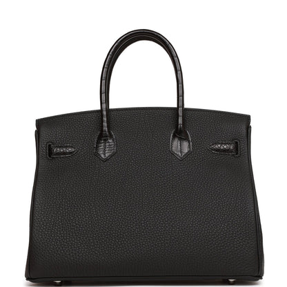 Hermes Birkin 30 Black Matte Alligator and Togo Touch Palladium Hardware