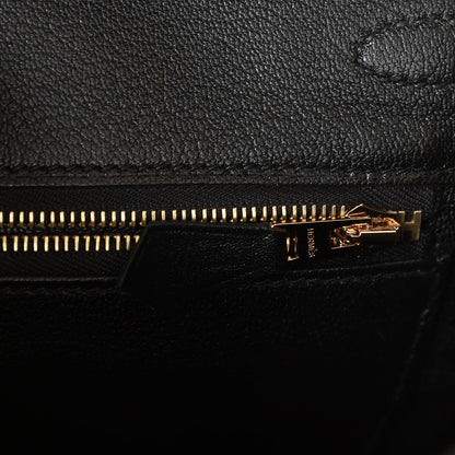 Hermes Birkin 25 Black Tadelakt Gold Hardware