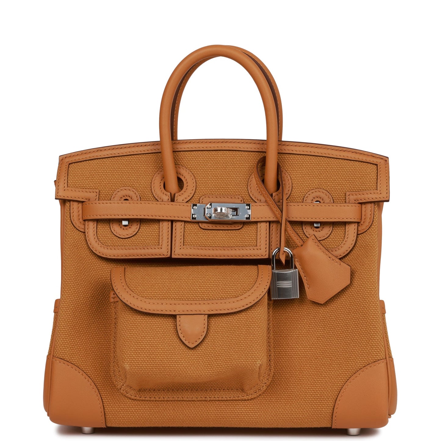 Hermes Birkin Cargo 25 Desert/Sesame Swift and Toile Canvas Palladium Hardware