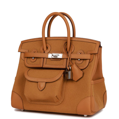 Hermes Birkin Cargo 25 Desert/Sesame Swift and Toile Canvas Palladium Hardware