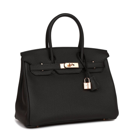 Hermes Birkin 30 Black Togo Rose Gold Hardware