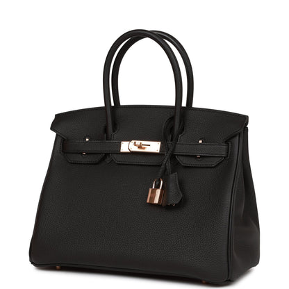 Hermes Birkin 30 Black Togo Rose Gold Hardware