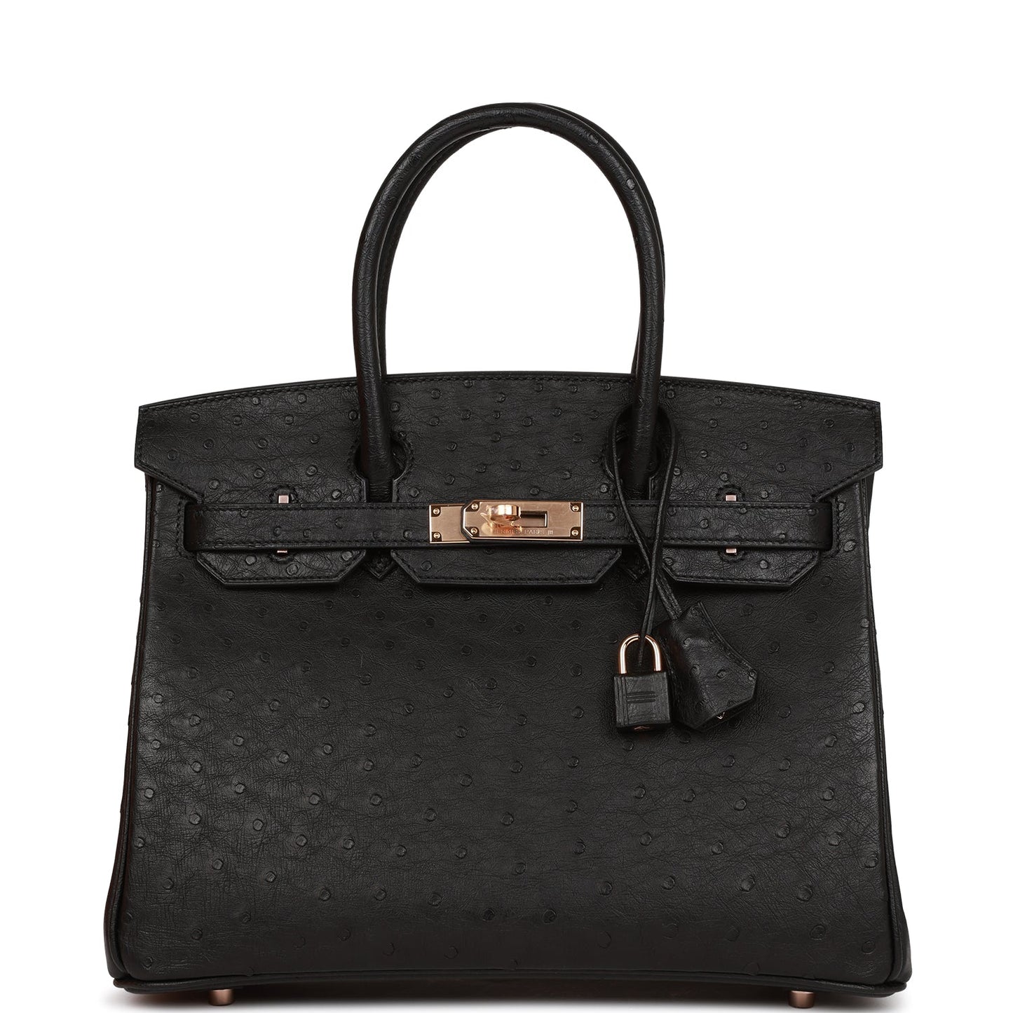 Hermes Birkin 30 Black Ostrich Rose Gold Hardware