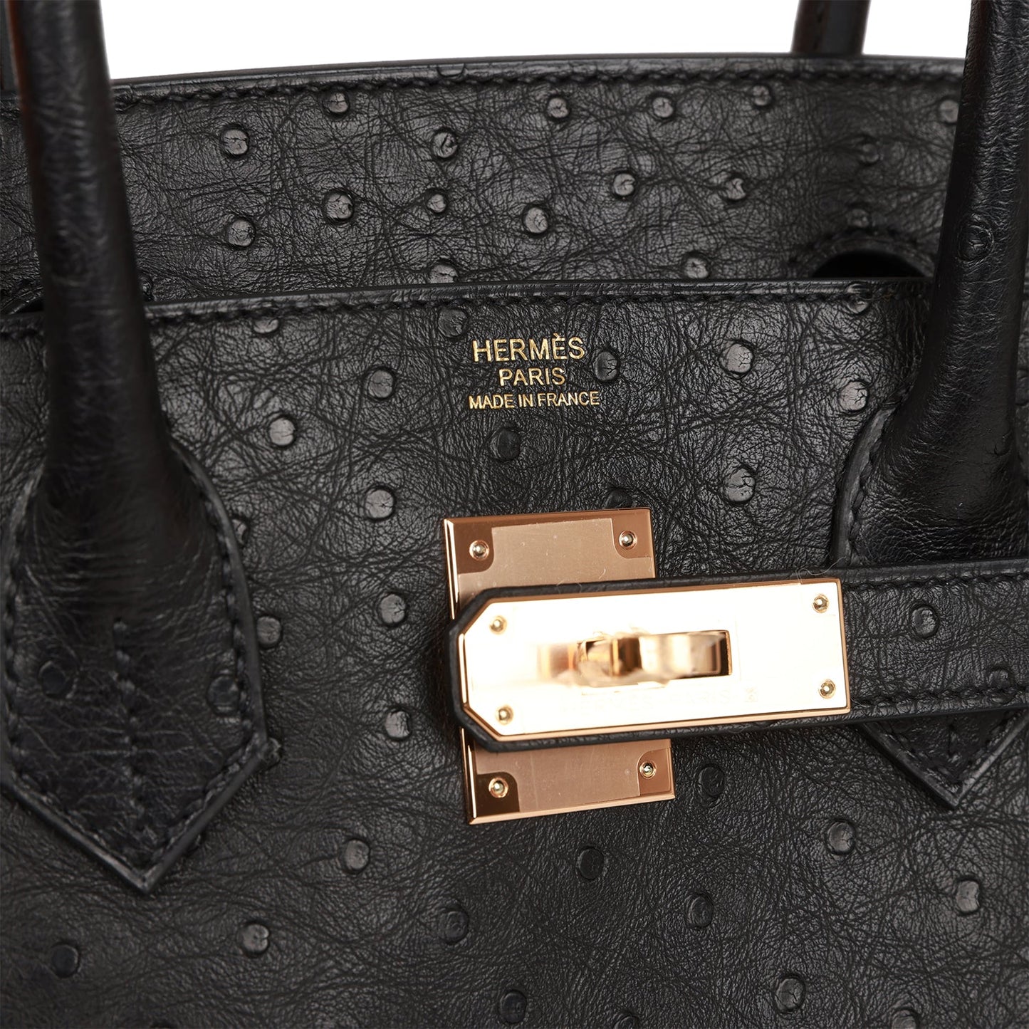 Hermes Birkin 30 Black Ostrich Rose Gold Hardware