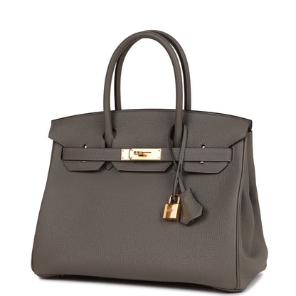 Hermes Birkin 30 Gris Meyer Togo Gold Hardware