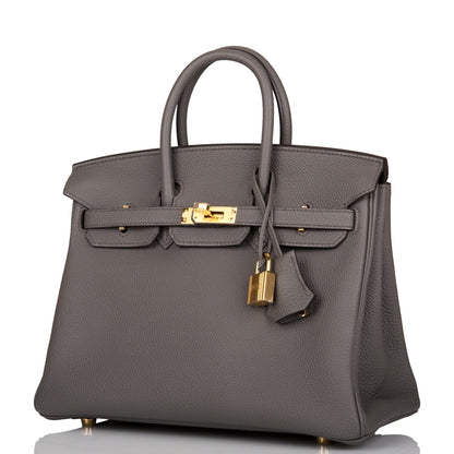 Hermes Birkin 25 Etain Togo Gold Hardware