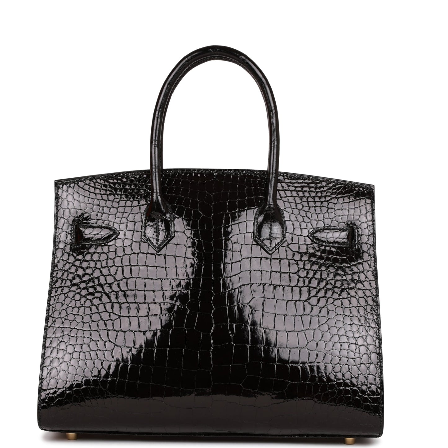 Hermes Birkin Sellier 30 Black Shiny Porosus Crocodile Gold Hardware