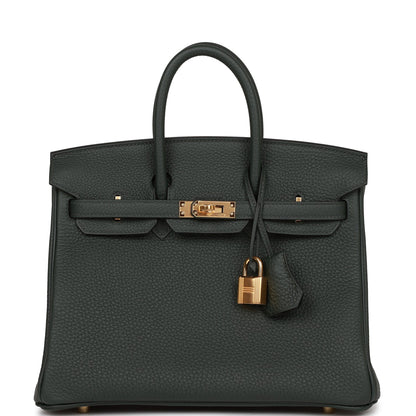 Hermes Birkin 25 Vert Fonce Togo Gold Hardware