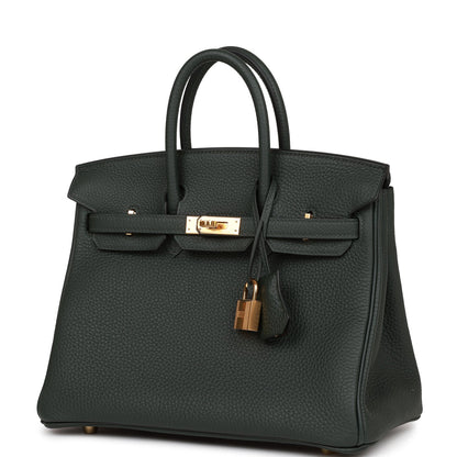 Hermes Birkin 25 Vert Fonce Togo Gold Hardware