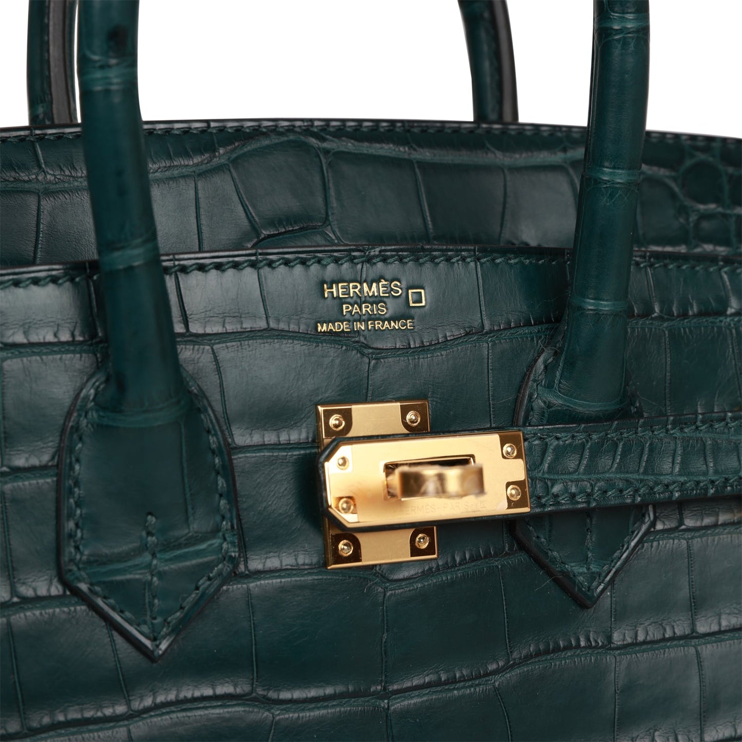 Hermes Birkin 25 Vert Cypress Matte Alligator Gold Hardware