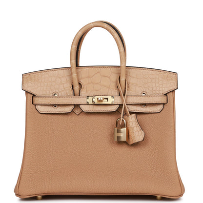 Hermes Birkin 25 Chai Matte Alligator and Togo Touch Permabrass Hardware