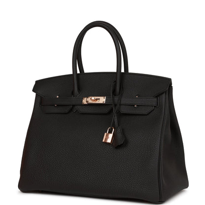 Hermes Birkin 35 Black Togo Rose Gold Hardware