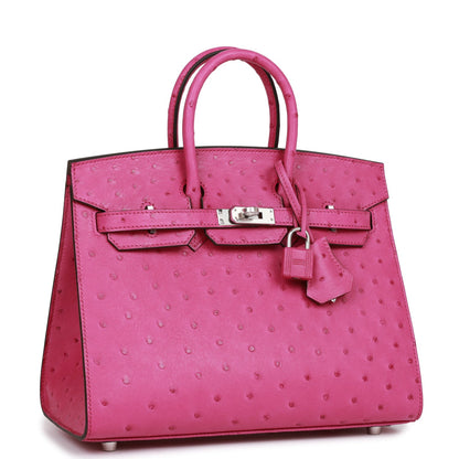 Hermes Birkin Sellier 25 Rose Pourpre Ostrich Palladium Hardware