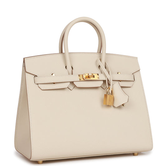 Hermes Birkin Sellier 25 Craie Epsom Gold Hardware