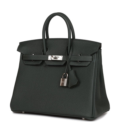 Hermes Birkin 25 Vert Fonce Togo Palladium Hardware