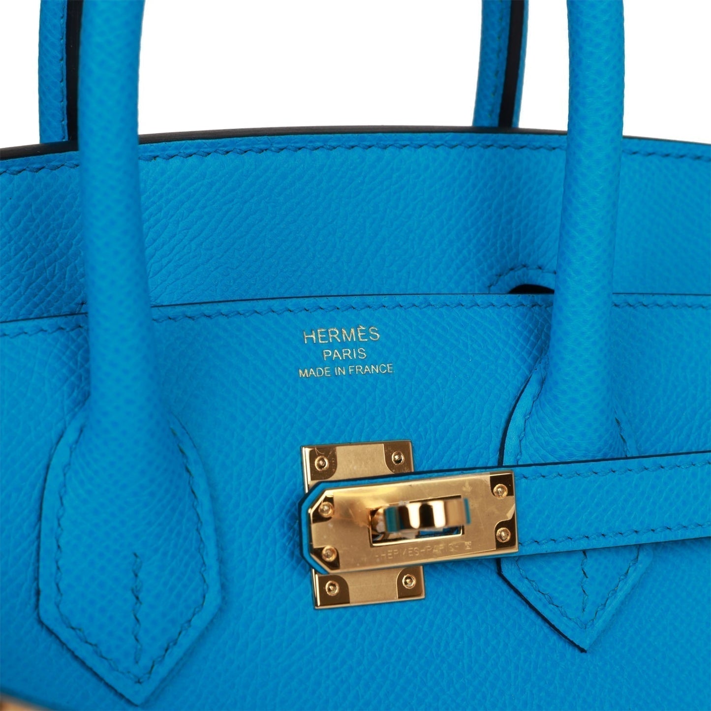 Hermes Birkin Sellier 25 Bleu Frida Epsom Gold Hardware