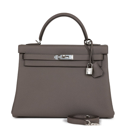 Hermes Kelly Retourne 32 Etain Togo Palladium Hardware