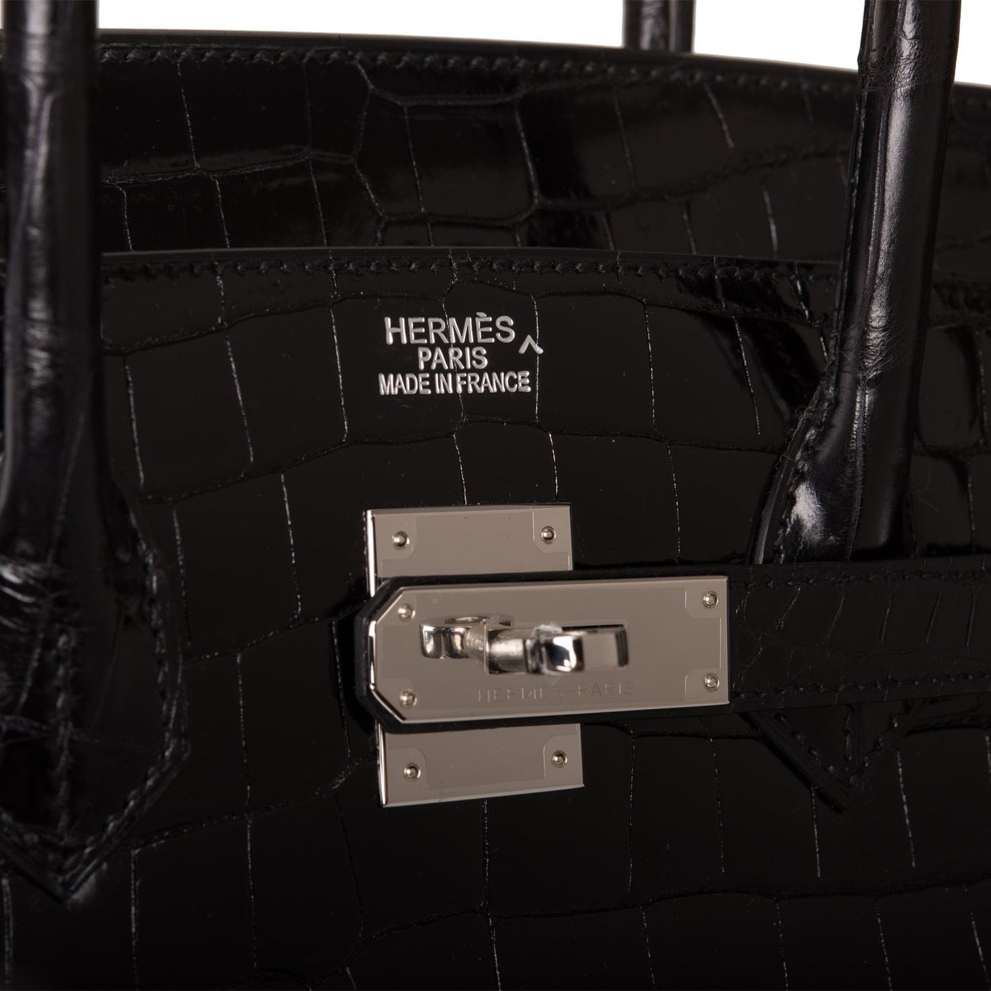 Hermes Birkin 35 Black Shiny Porosus Crocodile Palladium Hardware