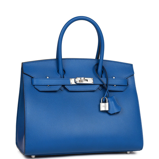 Hermes Birkin Sellier 30 Bleu France Epsom Palladium Hardware