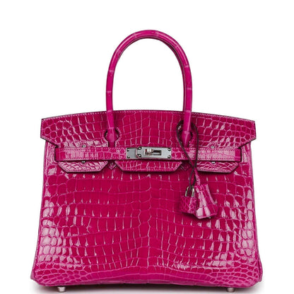 Hermes Birkin 30 Rose Pourpre Shiny Niloticus Crocodile Palladium Hardware