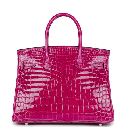 Hermes Birkin 30 Rose Pourpre Shiny Niloticus Crocodile Palladium Hardware