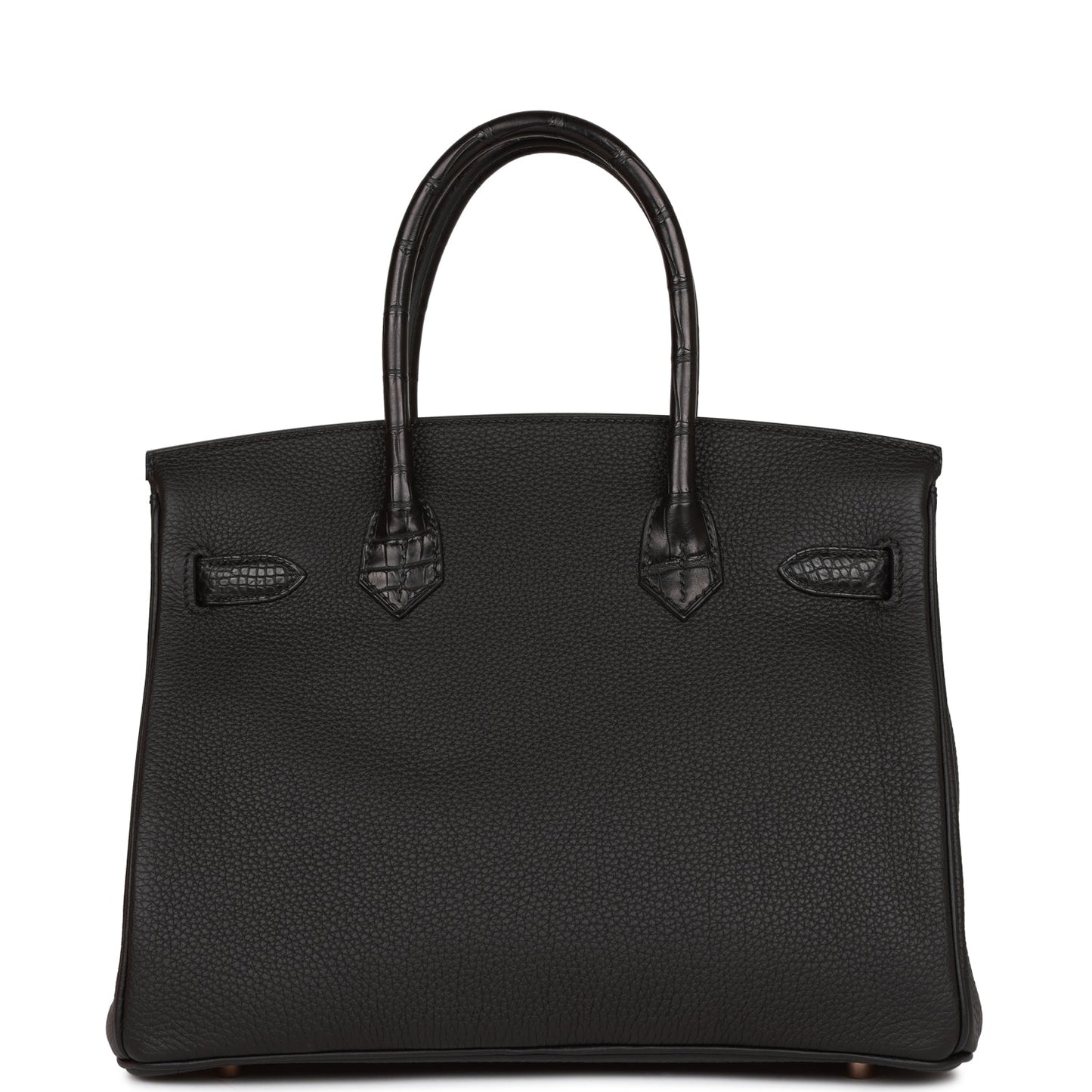 Hermes Birkin 30 Black Matte Alligator and Togo Touch Rose Gold Hardware