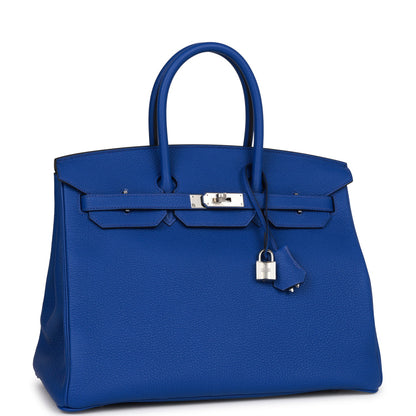 Hermes Birkin 35 Bleu Royal Togo Palladium Hardware