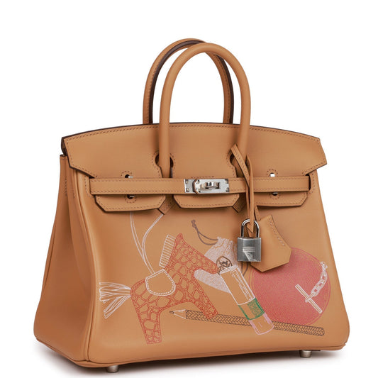 Hermes Birkin 25 In & Out Biscuit Swift Palladium Hardware