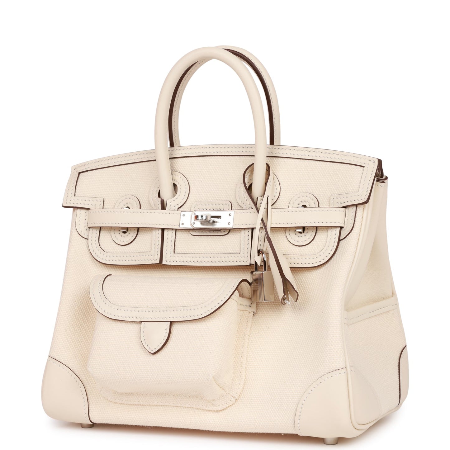 Hermes Birkin Cargo 25 Nata Swift and Toile Canvas Palladium Hardware