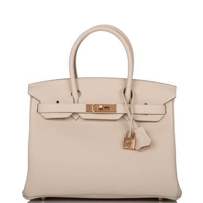 Hermes Birkin 30 Craie Togo Rose Gold Hardware