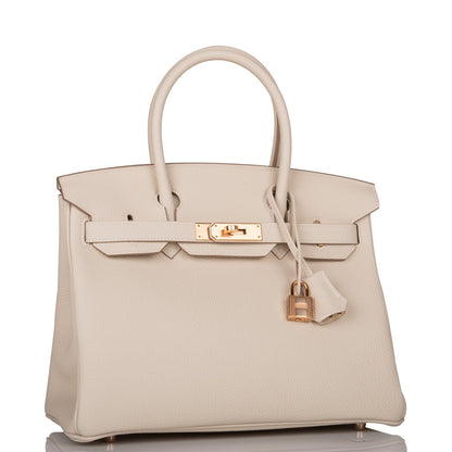 Hermes Birkin 30 Craie Togo Rose Gold Hardware