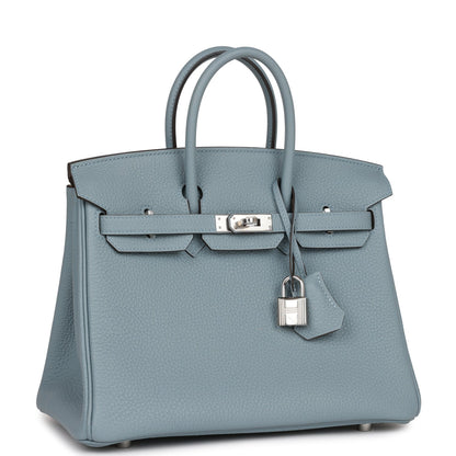 Hermes Birkin 25 Bleu Lin Verso Togo Palladium Hardware