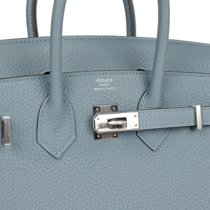 Hermes Birkin 25 Bleu Lin Verso Togo Palladium Hardware