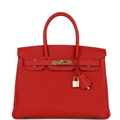 Hermes Birkin 30 Rouge Casaque Togo Gold Hardware