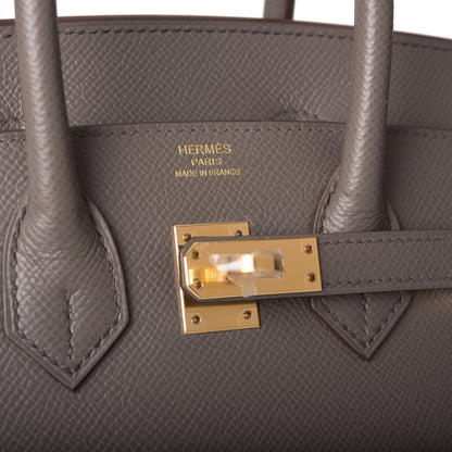 Hermes Birkin Sellier 25 Etain Epsom Gold Hardware