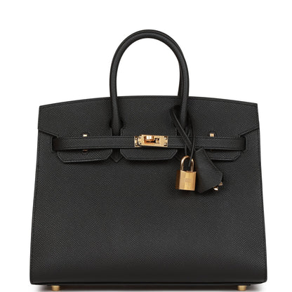 Hermes Birkin Sellier 25 Black Epsom Gold Hardware