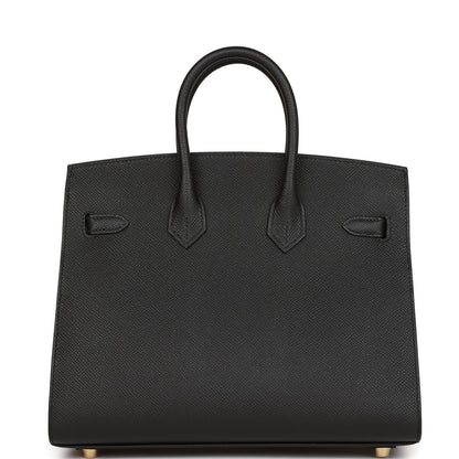 Hermes Birkin Sellier 25 Black Epsom Gold Hardware