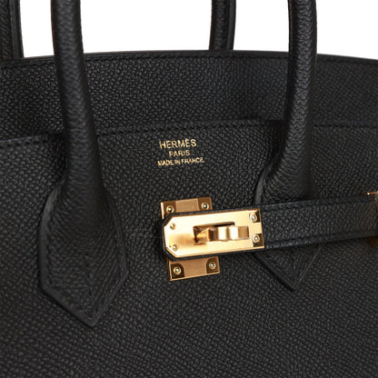 Hermes Birkin Sellier 25 Black Epsom Gold Hardware