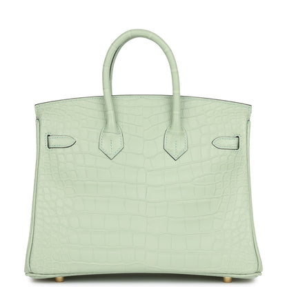 Hermes Birkin 25 Vert D'Eau Matte Alligator Gold Hardware