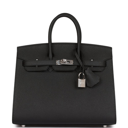 Hermes Birkin Sellier 25 Black Epsom Palladium Hardware