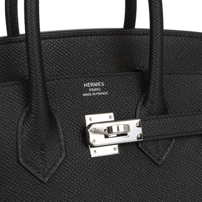 Hermes Birkin Sellier 25 Black Epsom Palladium Hardware