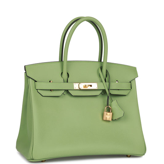 Hermes Birkin 30 Vert Criquet Epsom Gold Hardware