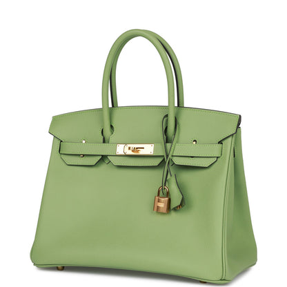 Hermes Birkin 30 Vert Criquet Epsom Gold Hardware